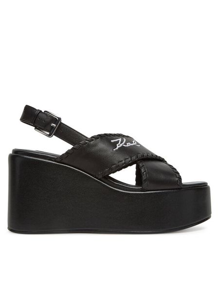 KARL LAGERFELD Sandały Wendy KL33372 Czarny. Czarne sandały KARL LAGERFELD, bez wzorów, ze skóry, bez obcasa, na koturnie, bez zapięcia. Za 559.99 zł.