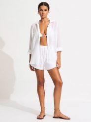 Seafolly Szorty w kolorze białym rozmiar: M. Białe szorty Seafolly, bez wzorów, z bawełny. Za 136.13 zł.