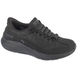 Buty sportowe Sneakersy damskie, Slip-ins: Contour Foam - Cozy Fit. Czarne buty treningowe Skechers, bez wzorów, bez zapięcia, trekkingowe. Za 369.99 zł.
