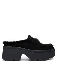 Guess Klapki FLFBRI ESU06 Czarny. Czarne klapki Guess, z aplikacjami, ze skóry, bez obcasa, bez zapięcia. Za 509.99 zł.