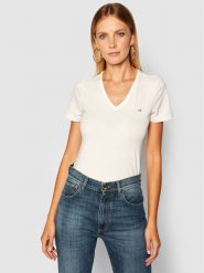Tommy Jeans T-Shirt Tjw Skinny Stretch DW0DW09197 Biały Slim Fit. Białe t-shirty Tommy Jeans, xs, bez wzorów, z bawełny, bez kołnierzyka, bez ramiączek. Za 99.99 zł.