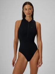 4F Kostium kąpielowy jednoczęściowy damski - czarny XL. Czarne szorty 4f, bez wzorów, z dresówki, sportowe. Za 159.99 zł.
