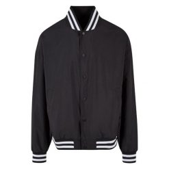 Lekka Kurtka Varsity Dla Dorosłych Unisex. Czarne kurtki BUILD YOUR BRAND, l, bez wzorów, bez kaptura. Za 231.99 zł.