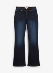 Dżinsy bootcut ze średnim stanem. Niebieskie jeansy bonprix, bez wzorów, z jeansu. Za 142.99 zł.
