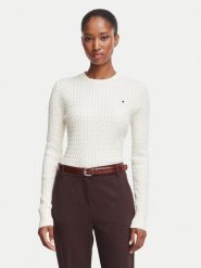 Tommy Hilfiger Sweter WW0WW44993 Kremowy Regular Fit. Białe swetry Tommy Hilfiger, xl, bez wzorów, z bawełny, bez ramiączek. Za 529.99 zł.
