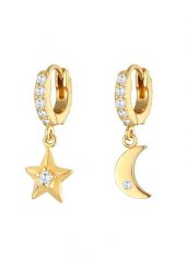 Elli Damskie kreole z wisiorkiemi Gwiazda Księżyc Astro Trend z kryształami cyrkonii w srebrze 925 Sterling Silver Kolczyki 1 ct. Szare kolczyki Elli, z cyrkonią, srebrne. Za 293.99 zł.