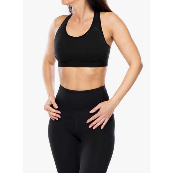 Biustonosz sportowy Odlo Ascent PW Medium Sport Bra. Czarne biustonosze sportowe ODLO, bez wzorów. Za 266.99 zł.