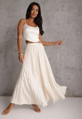 Beżowa Spódnica High Waist Zdobiona Drobnym Plisowaniem Aniope. Brązowe spódnice Renee, na co dzień, m, z aplikacjami, casualowe, maxi, dopasowane. Za 119.99 zł.
