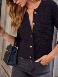 Milan Kiss Kardigan w kolorze czarnym rozmiar: L. Czarne swetry Milan Kiss, l, bez wzorów, bez ramiączek. Za 165.99 zł.