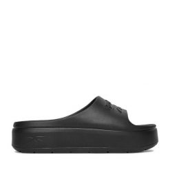Klapki Reebok. Czarne klapki Reebok, bez wzorów, bez obcasa, bez zapięcia. Za 119.99 zł.