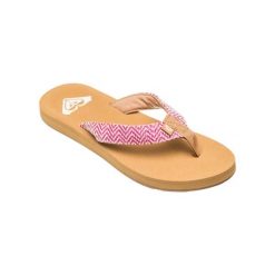 Klapki plażowe dla Kobiety PORTO Czerwony. Czerwone klapki Roxy, bez wzorów, z poliesteru, sportowe, bez obcasa, bez zapięcia. Za 99.99 zł.