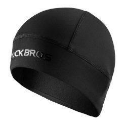 Czapka termiczna z poliestru i spandexu do jazdy na rowerze i narciarstwa. Czarne czapki zimowe ROCKBROS, bez wzorów, z dzianiny. Za 71.60 zł.