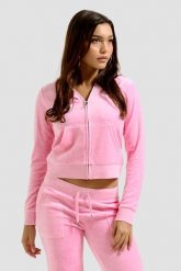 JUICY COUTURE Różowa bluza damska Robertson Hoodie. Czerwone bluzy Juicy Couture, s, bez wzorów, bez ramiączek, bez kaptura. W wyprzedaży za 362.99 zł.
