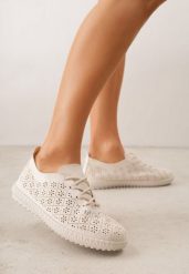 Beżowe Tenisówki z Ażurową Cholewką Tidella. Brązowe trampki Born2be, w ażurowe wzory, z jeansu, bez zapięcia. Za 69.99 zł.