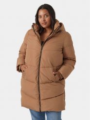 Vero Moda Curve Kurtka puchowa 10297304 Brązowy Regular Fit. Brązowe kurtki Vero Moda Curve, na zimę, bez wzorów, z puchu, bez kaptura. Za 209.99 zł.