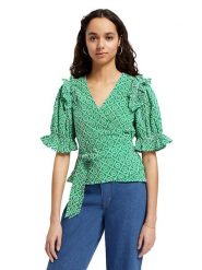 Scotch & Soda Bluzka w kolorze zielono-białym rozmiar: 36. Zielone bluzki Scotch & Soda, bez wzorów, z bawełny, bez kołnierzyka, bez ramiączek. Za 123.25 zł.