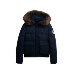 Damska kurtka typu bomber Superdry Everest Ella. Niebieskie kurtki Superdry, bez wzorów, bez kaptura. Za 728.30 zł.