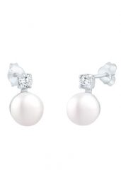 Elli Damskie kolczyki sztyfty Classic z perłą hodowlana słodkowodną i cyrkoniami w srebrze próby 925 Sterling Silver Kolczyki 1 ct. Szare kolczyki Elli, z cyrkonią, srebrne. Za 249.89 zł.