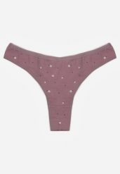 Fioletowe Majtki Stringi z Bawełną w Kwiaty Calylia. Fioletowe stringi Born2be, bez wzorów, z bawełny. Za 5.99 zł.