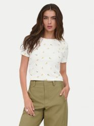 ONLY T-Shirt Fenja 15347986 Biały Slim Fit. Białe t-shirty ONLY, s, bez wzorów, z bawełny, bez kołnierzyka, bez ramiączek. Za 59.99 zł.