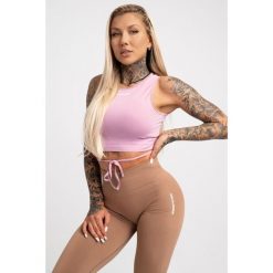 Top fitness damski Gym Glamour wiązany. Czerwone topy GYM GLAMOUR, l, bez wzorów, glamour, bez kołnierzyka, bez ramiączek. Za 99.99 zł.