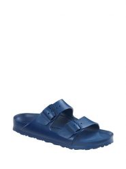 Birkenstock Klapki "Arizona" w kolorze granatowym rozmiar: 41. Niebieskie klapki Birkenstock, bez wzorów, klasyczne, z otwartym noskiem, bez obcasa, bez zapięcia. Za 208.95 zł.