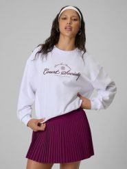 4F Bluza dresowa loose bez kaptura damska - biała M. Białe bluzy 4f, l, bez wzorów, z dresówki, bez ramiączek, bez kaptura. Za 149.99 zł.