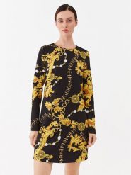Versace Jeans Couture Sukienka codzienna 75HAO9A1 Czarny Regular Fit. Czarne sukienki Versace Jeans Couture, na co dzień, bez wzorów, z jeansu, bez kołnierzyka, bez ramiączek, proste. Za 1,649.00 zł.