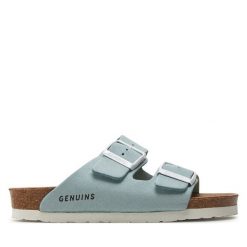 Klapki Genuins. Niebieskie klapki Genuins, bez wzorów, bez obcasa, bez zapięcia. Za 159.99 zł.