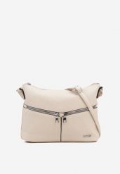 Jasnobeżowa Torebka z Regulowanym Paskiem i Ozdobnymi Suwakami Malarelle. Brązowe torebki klasyczne Born2be, bez wzorów, z jeansu, eleganckie, bez dodatków. Za 59.99 zł.