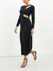 Milan Kiss Sukienka w kolorze czarnym rozmiar: L. Czarne sukienki Milan Kiss, l, bez wzorów, bez kołnierzyka, bez ramiączek, maxi. Za 173.99 zł.