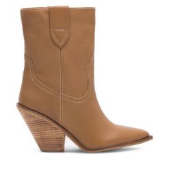 Botki Badura. Brązowe botki Badura, bez wzorów, bez obcasa, na słupku, bez zapięcia. Za 229.99 zł.