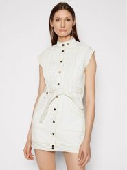 IXIAH Sukienka jeansowa IX22-25052 Biały Regular Fit. Białe sukienki IXIAH, bez wzorów, z bawełny, bez kołnierzyka, bez ramiączek. Za 1,319.00 zł.
