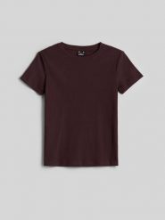 4F T-shirt slim z prążkowanej dzianiny damski - brązowy XS. Brązowe t-shirty 4f, uniwersalny, bez wzorów, z bawełny, eleganckie, bez kołnierzyka, bez ramiączek. Za 49.99 zł.