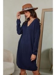 Joséfine Sukienka "Ibrany" w kolorze granatowym rozmiar: L. Niebieskie sukienki Joséfine, l, bez wzorów, z kaszmiru, bez kołnierzyka, bez ramiączek, midi. Za 152.99 zł.