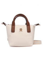 Tommy Hilfiger Torebka Popette Micro Tote AW0AW18368 Écru. Torebki klasyczne Tommy Hilfiger, bez wzorów, z materiału, bez dodatków. Za 329.99 zł.