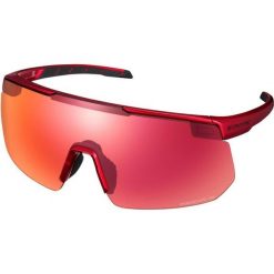 Brille S-PHYRE 2 Ridescape Road, metaliczna czerwień. Czerwone okulary przeciwsłoneczne Shimano, bez wzorów, z mikrofibry. Za 692.50 zł.