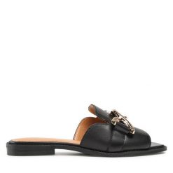 Klapki Eksbut. Czarne klapki Eksbut, bez wzorów, bez obcasa, bez zapięcia. Za 279.99 zł.
