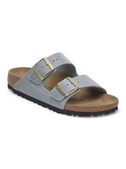 Birkenstock Skórzane klapki "Arizona" w kolorze szarym rozmiar: 36. Szare klapki Birkenstock, bez wzorów, klasyczne, z otwartym noskiem, bez obcasa, bez zapięcia. Za 385.62 zł.