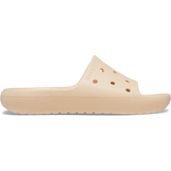 Klapki plażowe dla dorosłych Crocs Classic Slide V2. Brązowe klapki Crocs, bez wzorów, sportowe, bez obcasa, bez zapięcia. Za 165.55 zł.