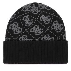Czapka Guess. Czarne czapki zimowe Guess, z aplikacjami. Za 194.99 zł.