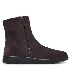 Botki ECCO. Brązowe botki ECCO, bez wzorów, bez obcasa, na płaskiej podeszwie, bez zapięcia. Za 619.99 zł.