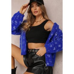 Granatowa Kurtka Alpaka z Kapturem Brann. Niebieskie bluzy Renee, z aplikacjami, z materiału, eleganckie, z kapturem. W wyprzedaży za 146.99 zł.