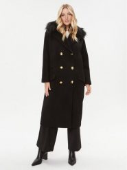 Elisabetta Franchi Płaszcz wełniany CP-44D-36E2-008339 Czarny Regular Fit. Czarne płaszcze Elisabetta Franchi, na zimę, bez wzorów, z wełny, bez kaptura. Za 4,979.00 zł.