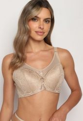 Ciemnobeżowy Biustonosz Koronkowy Typu Full Cup Danimia. Brązowe biustonosze Born2be, bez wzorów, z koronki. Za 59.99 zł.