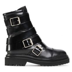 Botki Eva Minge. Czarne botki Eva Minge, bez wzorów, bez obcasa, na płaskiej podeszwie, bez zapięcia. Za 479.99 zł.