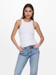 ONLY Top Kenya 15234659 Biały Regular Fit. Białe topy ONLY, xs, bez wzorów, z bawełny, bez kołnierzyka, bez ramiączek. Za 72.19 zł.