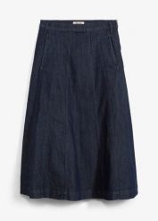 Spódnica jeansowa midi. Niebieskie spódnice bonprix, bez wzorów, z jeansu, midi. Za 64.99 zł.