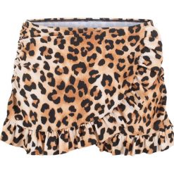 Spódniczka kąpielowa z wszytymi figami bonprix w cętki leoparda. Brązowe bikini bonprix, bez wzorów. Za 44.99 zł.