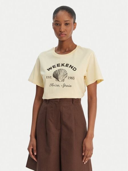 Weekend Max Mara T-Shirt Bora 2615971042 Żółty Regular Fit. Żółte t-shirty Weekend Max Mara, xl, bez wzorów, z bawełny, bez kołnierzyka, bez ramiączek. Za 309.99 zł.